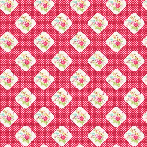 Posie Roses on Dots-TW08-Red Patchwork Fabric 110CM END OF BOLT