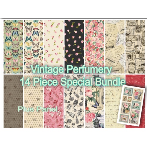 Vintage Perfumery 14 Piece Special Fabric Bundle Plus Panel